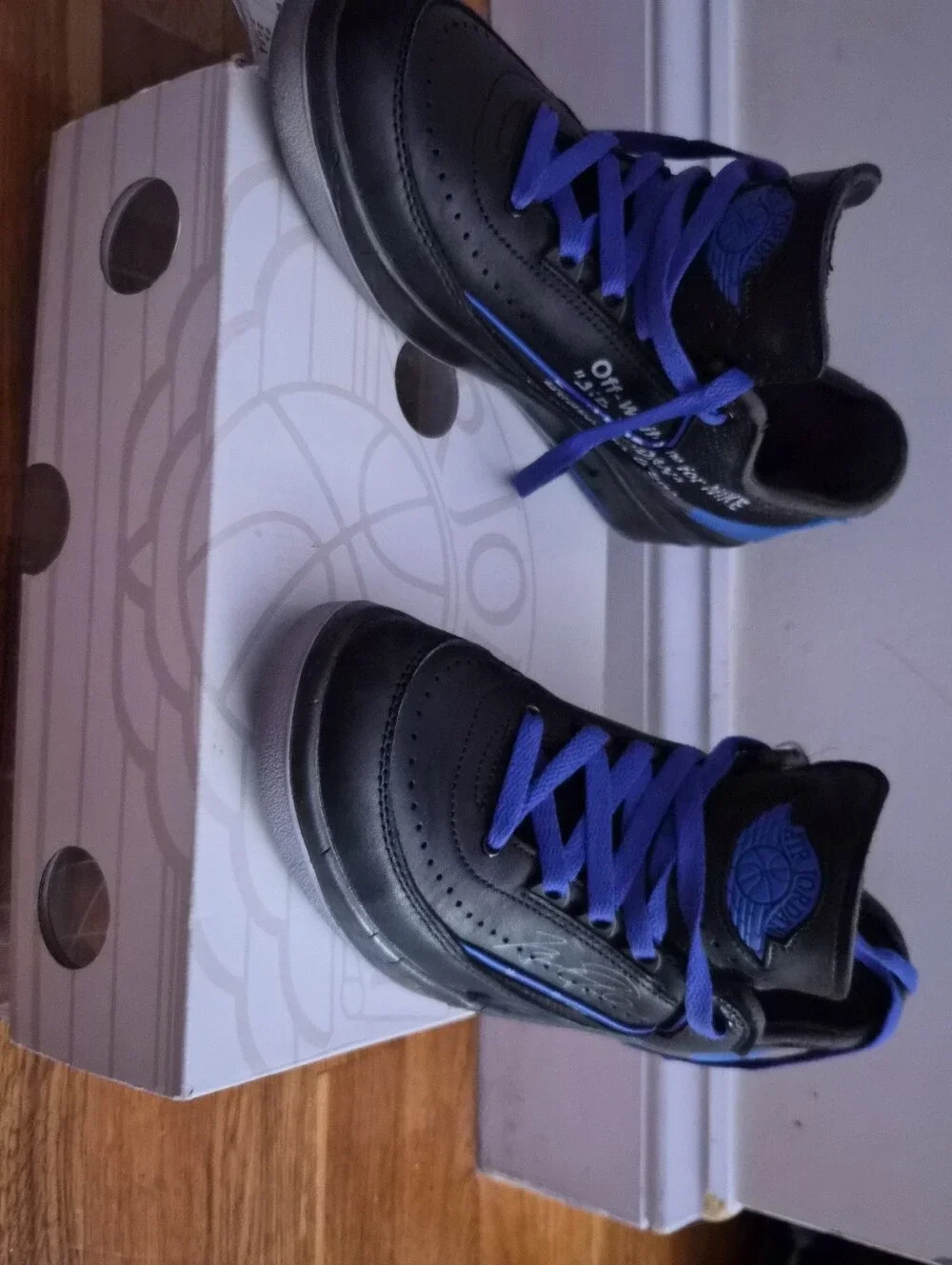 Off-White x Air Jordan 2 Retro Low - Black/Blue - Size 6.5Y - Mint Condition